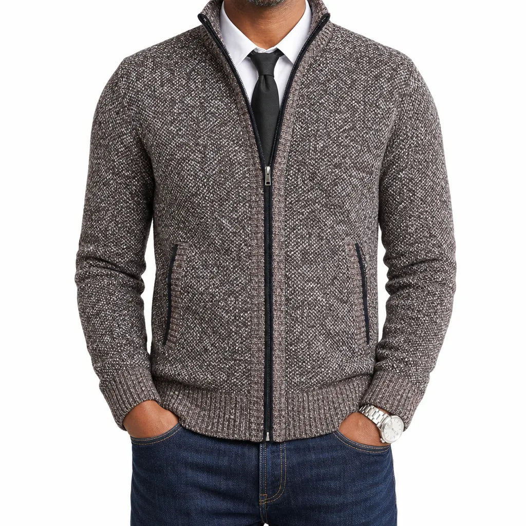 Men’s Full Zip Textured Knit Cardigan