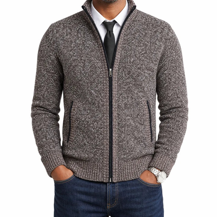 Men’s Full Zip Textured Knit Cardigan