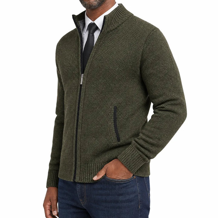 Men’s Full Zip Textured Knit Cardigan