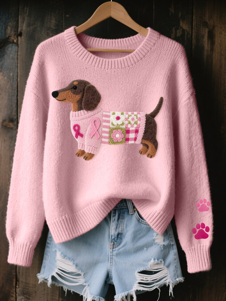 Women’s Dachshund Print Pullover Sweater