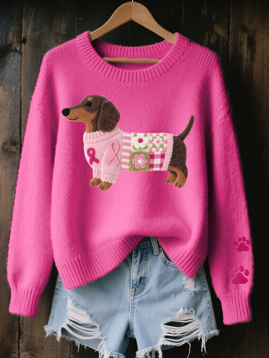 Women’s Dachshund Print Pullover Sweater