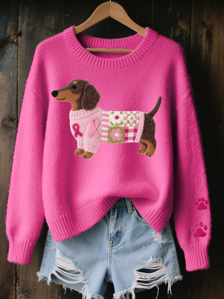 Women’s Dachshund Print Pullover Sweater