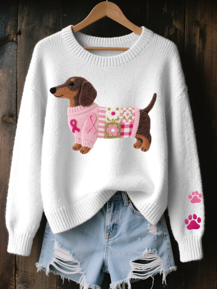 Women’s Dachshund Print Pullover Sweater