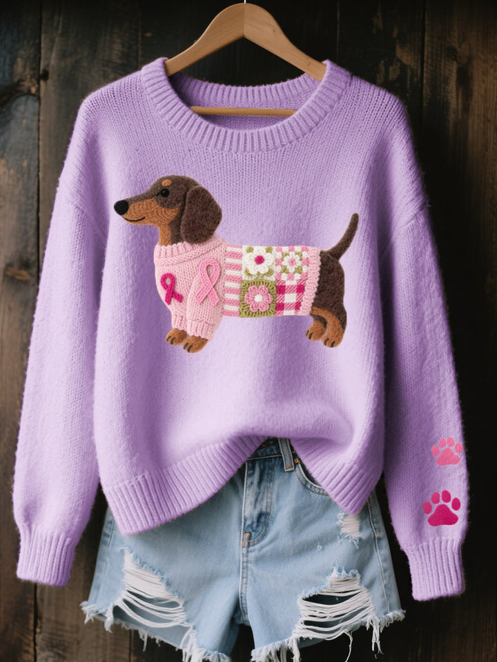 Women’s Dachshund Print Pullover Sweater
