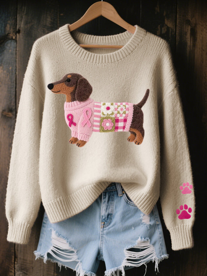 Women’s Dachshund Print Pullover Sweater