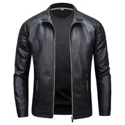 Men’s Stand Collar Zip Up Biker Jacket