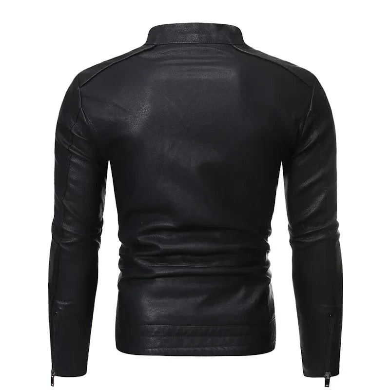 Men’s Slim Fit Zip Front Moto Jacket
