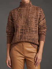 Women’s Chestnut Lattice Turtleneck Sweater