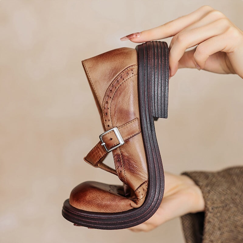 Women’s Elegant Buckle Strap Mary Jane Shoes