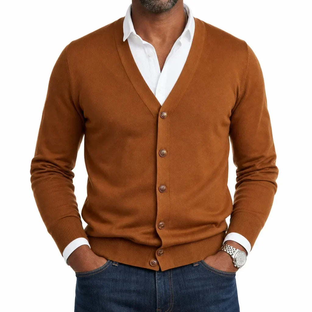 Men’s V-Neck Button-Front Cardigan