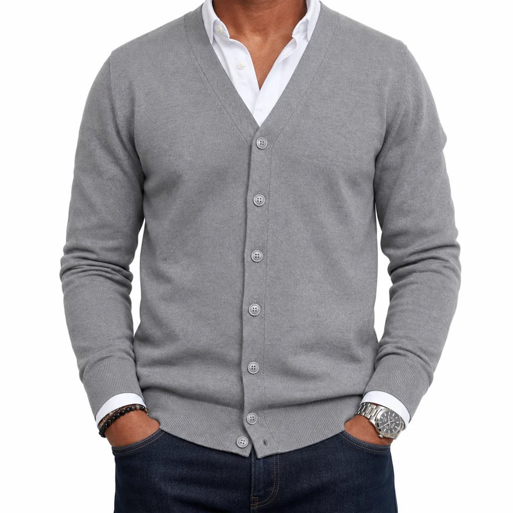 Men’s V-Neck Button-Front Cardigan