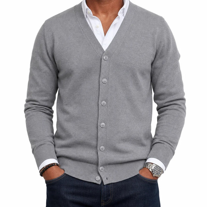 Men’s V-Neck Button-Front Cardigan