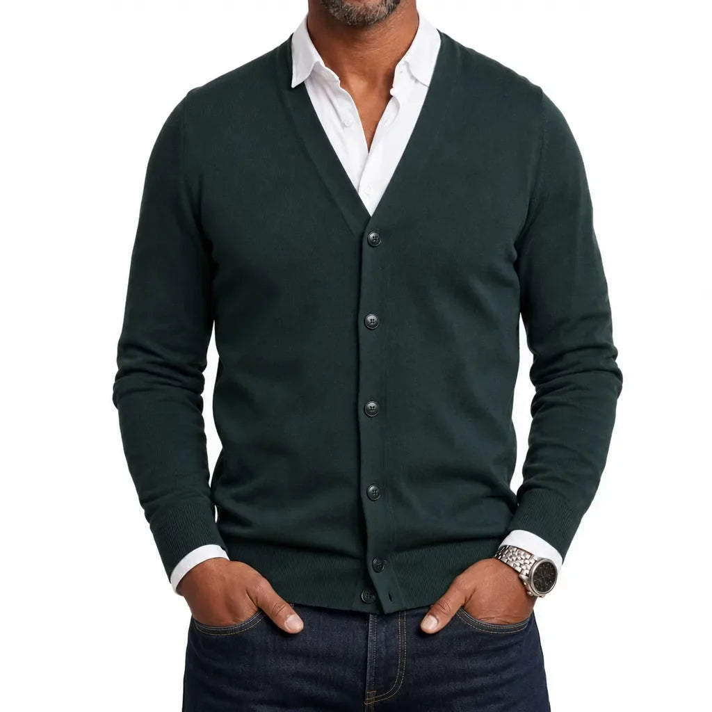 Men’s V-Neck Button-Front Cardigan