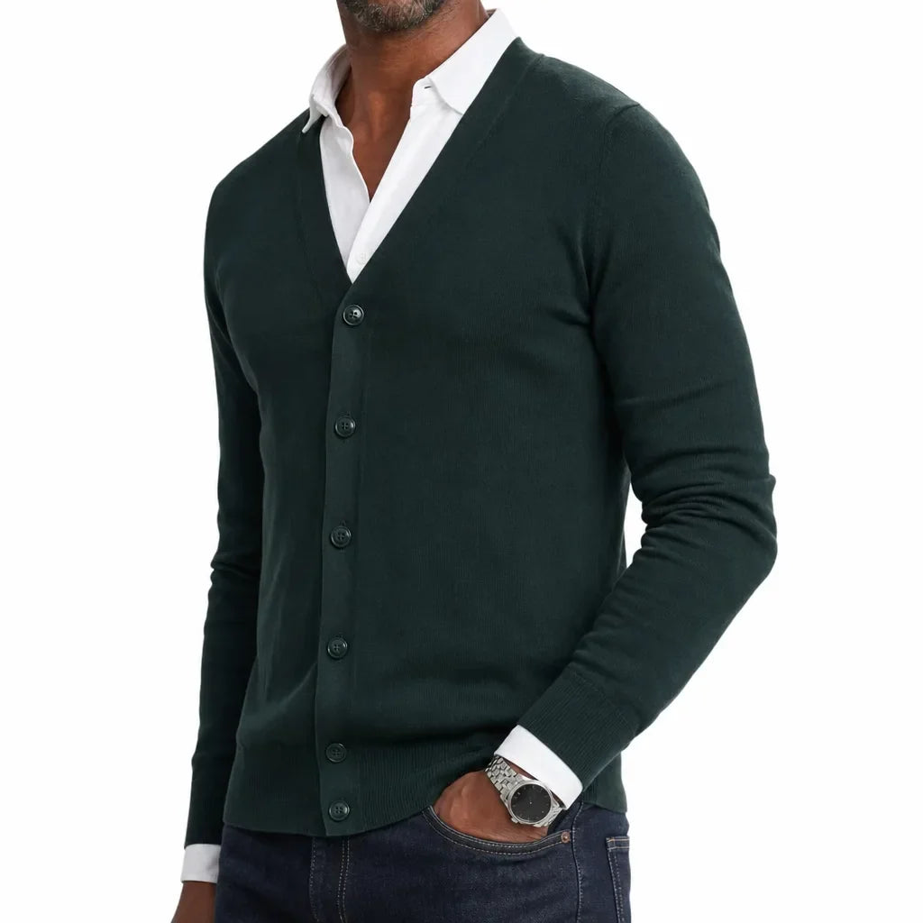 Men’s V-Neck Button-Front Cardigan