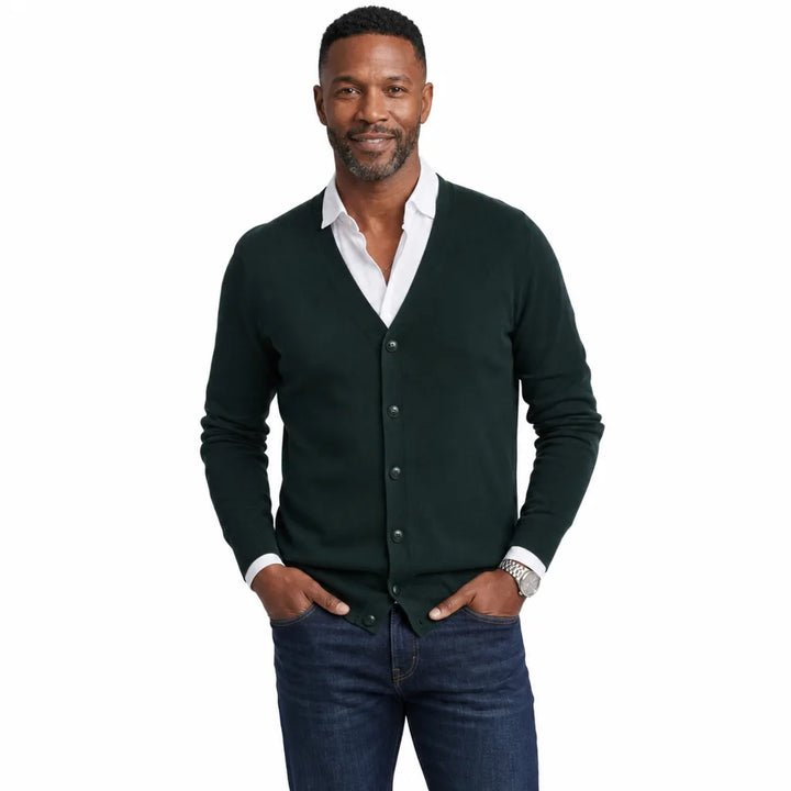 Men’s V-Neck Button-Front Cardigan