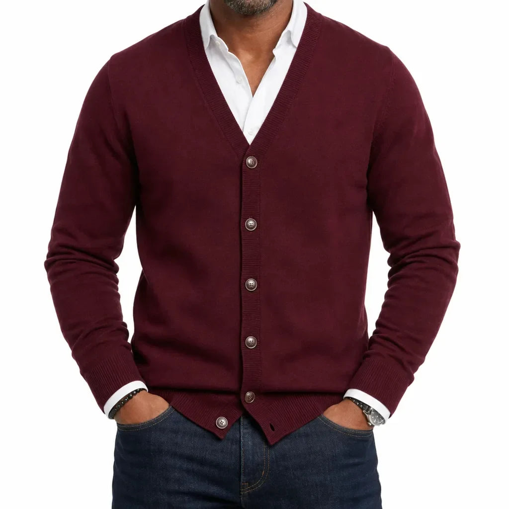 Men’s V-Neck Button-Front Cardigan