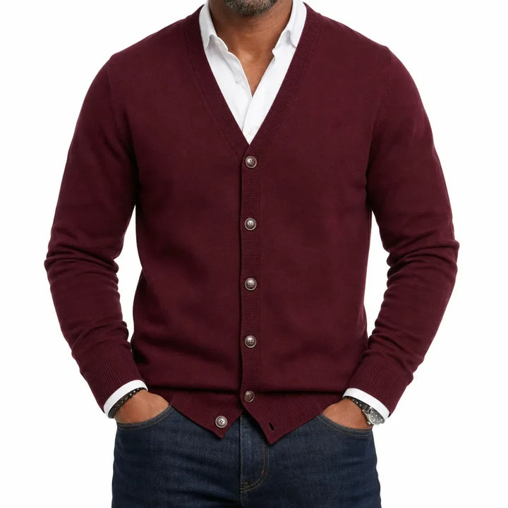 Men’s V-Neck Button-Front Cardigan