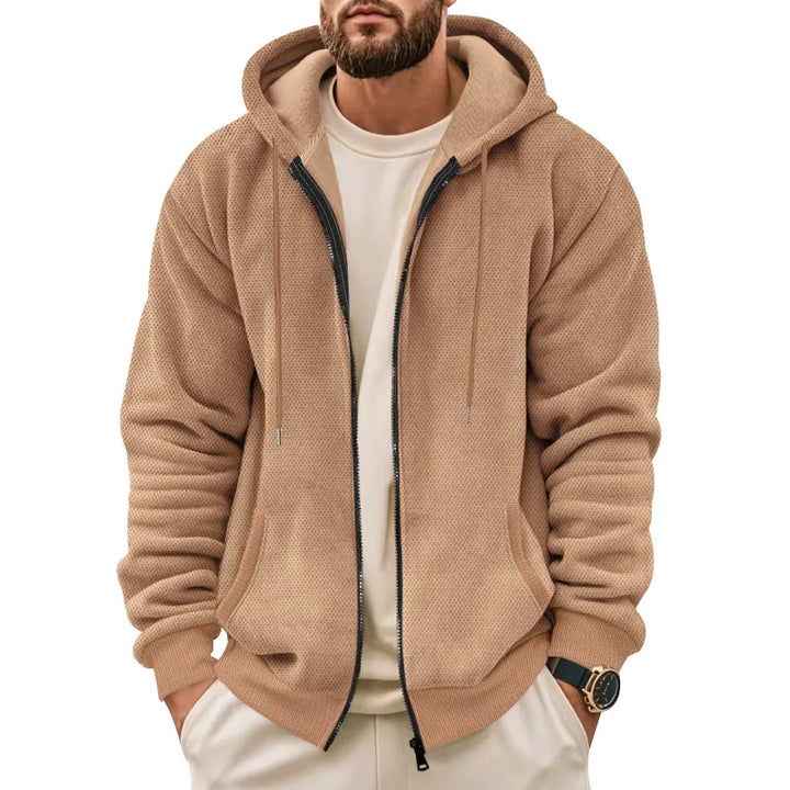 Men’s Textured Zip-Up Hooded Jacket
