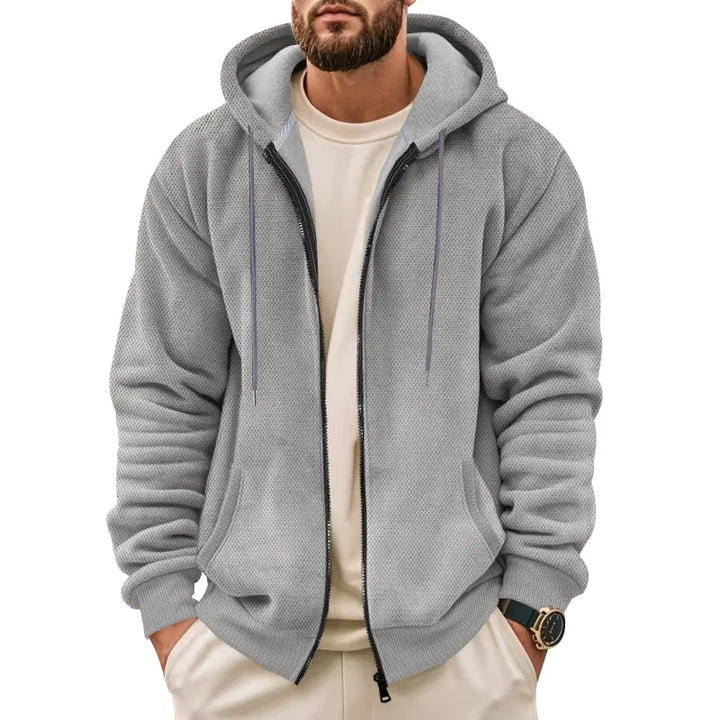 Men’s Textured Zip-Up Hooded Jacket