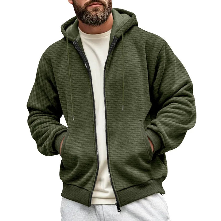 Men’s Textured Zip-Up Hooded Jacket