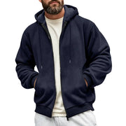 Men’s Textured Zip-Up Hooded Jacket