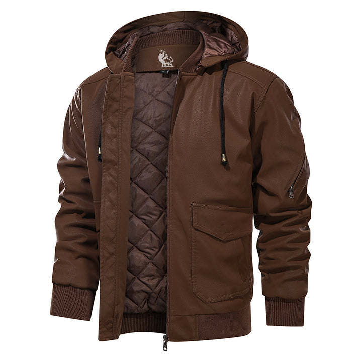 Men’s Slim Fit Biker Moto Zip Up Jacket