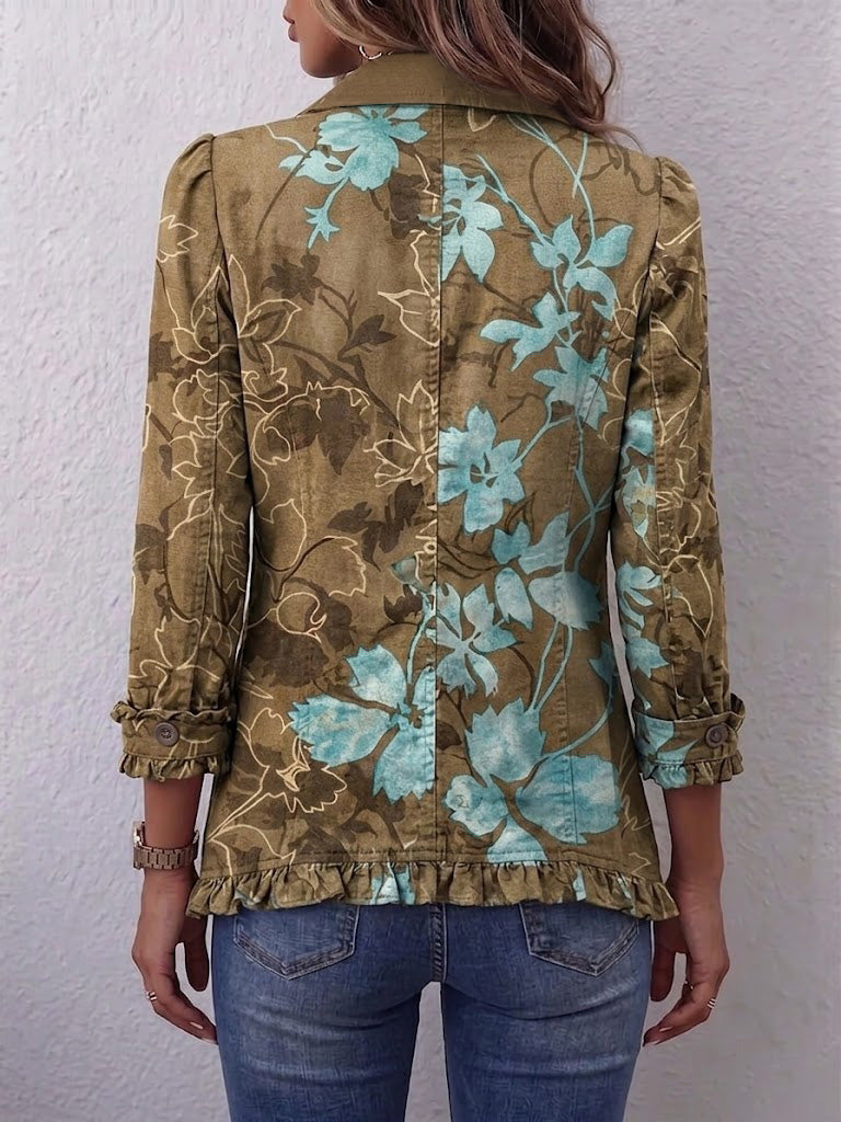 Women’s Boho Vintage Floral Ruffle Jacket