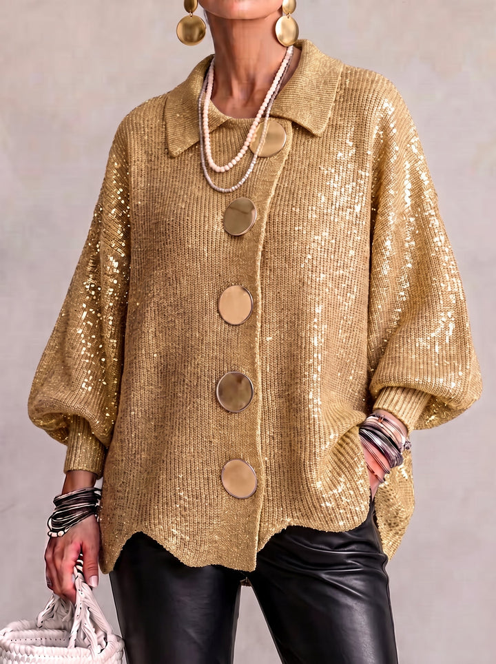 Women’s Oversized Collared Button Front Cardigan