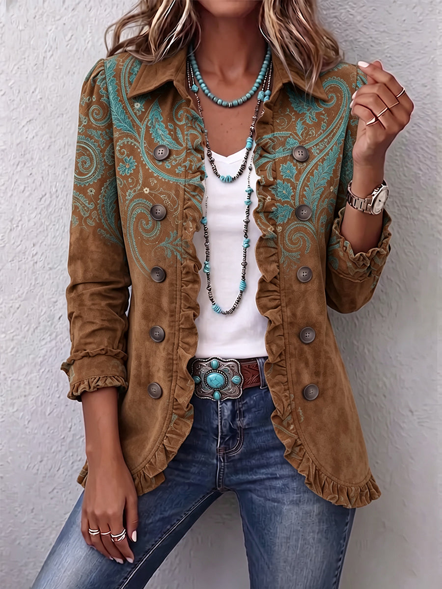 Women’s Paisley Print Ruffle Jacket