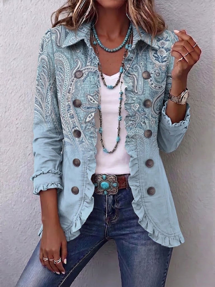 Women’s Vintage Paisley Print Ruffled Jacket