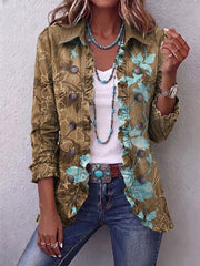 Women’s Boho Vintage Floral Ruffle Jacket