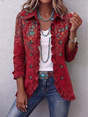 Women’s Boho Paisley Ruffle Jacket