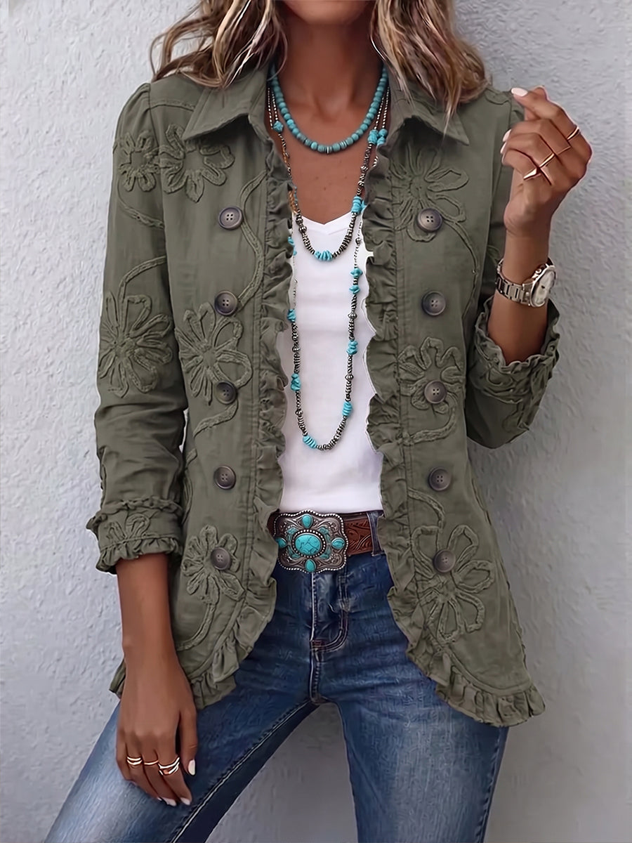 Women’s Boho Floral Embroidered Utility Jacket