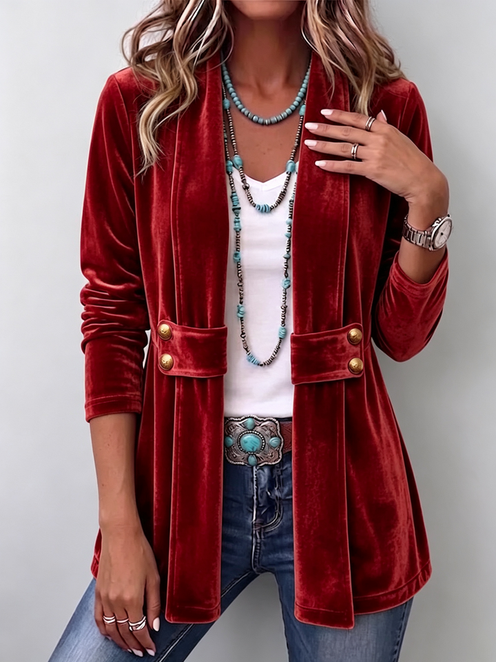 Women’s Vintage Open Front Long Sleeve Lapel Blazer