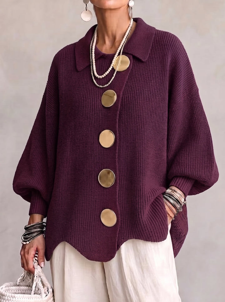 Women’s Oversized Collared Button Front Cardigan