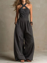 Women’s Elegant Wrap V-Neck Jumpsuit