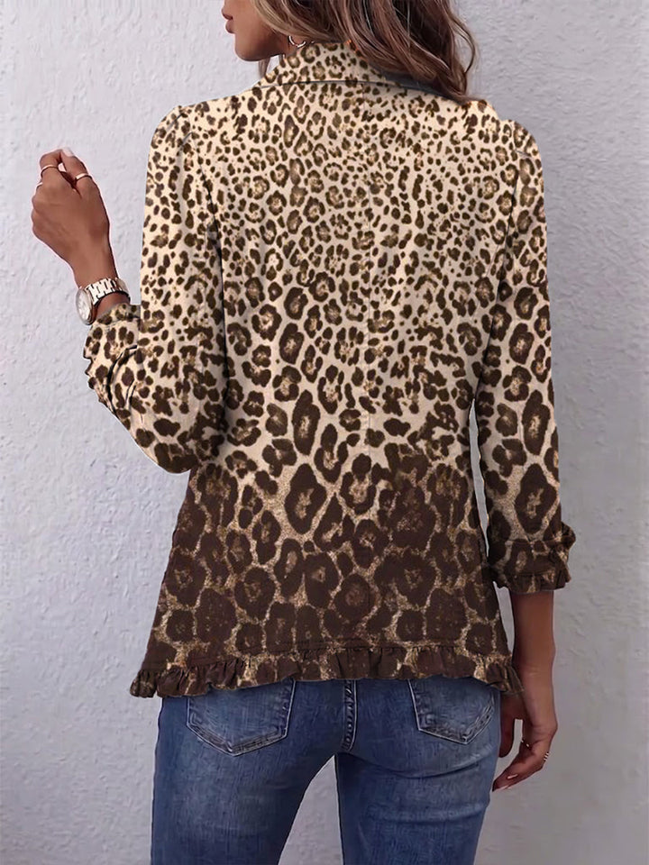 Women’s Leopard Print Ruffled Jacket