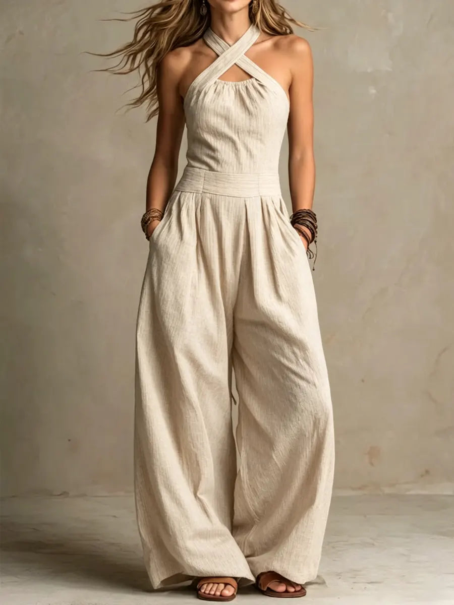 Women’s Elegant Wrap V-Neck Jumpsuit