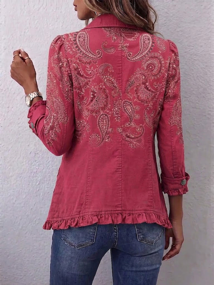 Women’s Vintage Paisley Print Ruffled Jacket