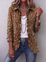 Women’s Boho Animal Print Ruffle Jacket