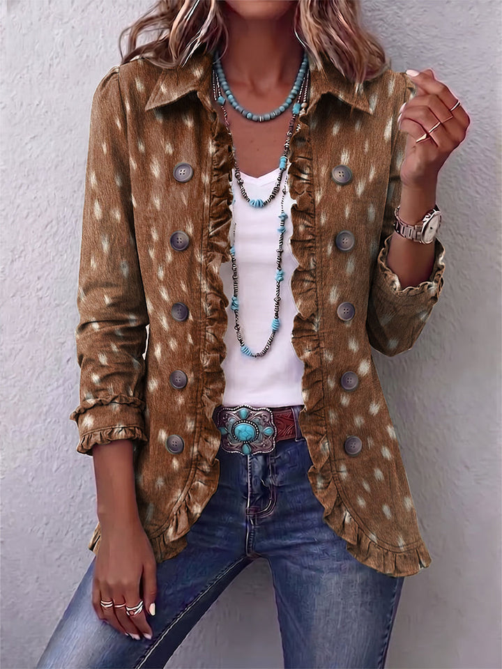 Women’s Boho Animal Print Ruffle Jacket