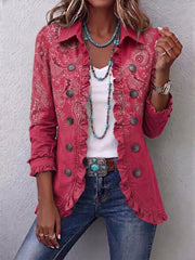 Women’s Vintage Paisley Print Ruffled Jacket