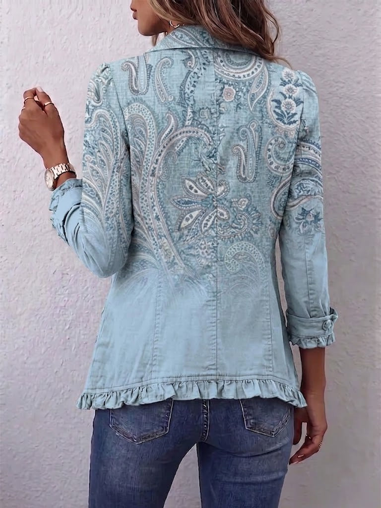 Women’s Vintage Paisley Print Ruffled Jacket
