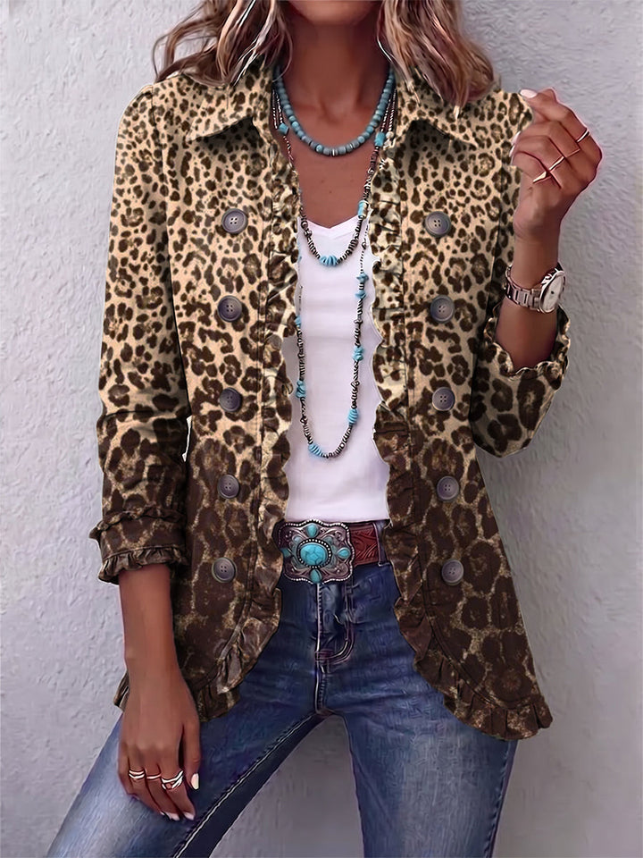 Women’s Leopard Print Ruffled Jacket