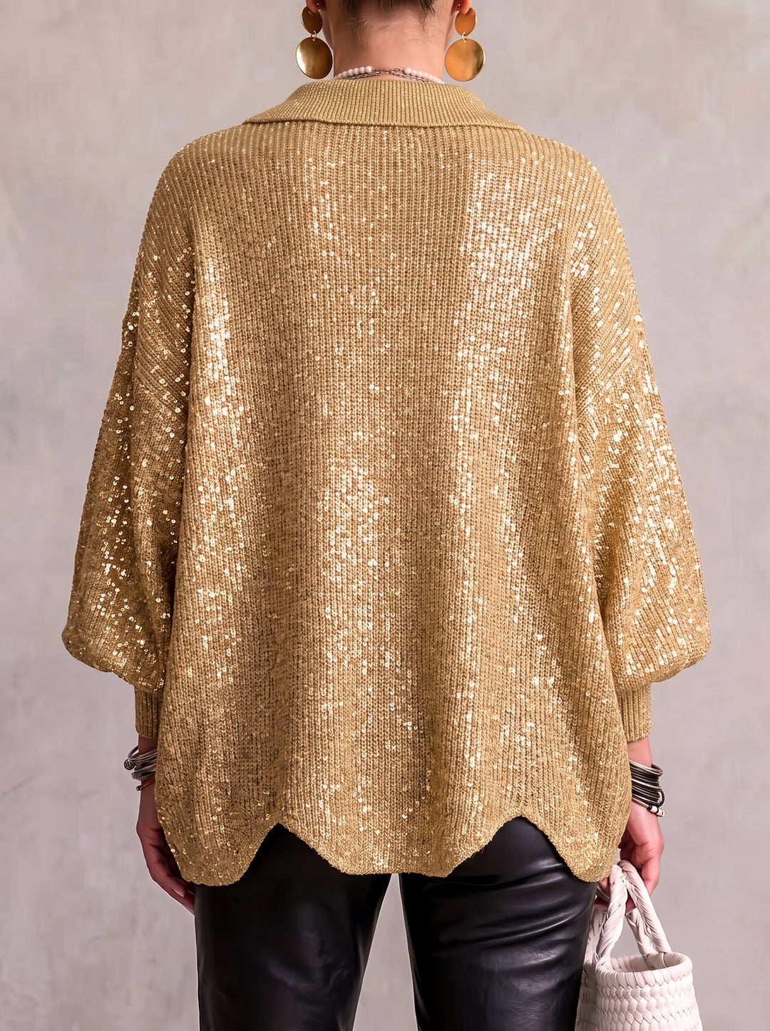 Women’s Oversized Collared Button Front Cardigan