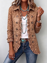 Women’s Boho Floral Print Ruffle Jacket