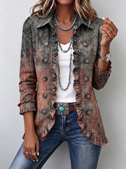 Women’s Vintage Gradient Ruffle Jacket