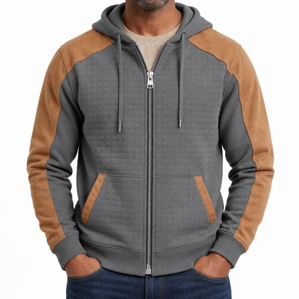 Men’s Textured Zip Up Hooded Jacket