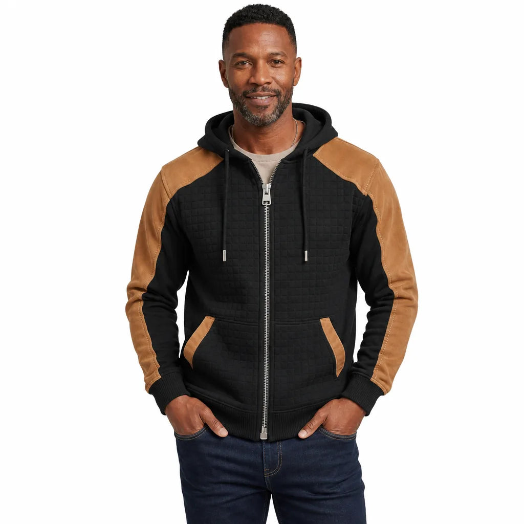 Men’s Textured Zip Up Hooded Jacket
