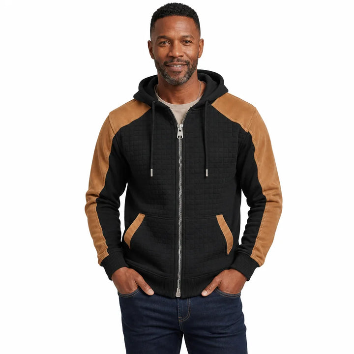 Men’s Textured Zip Up Hooded Jacket